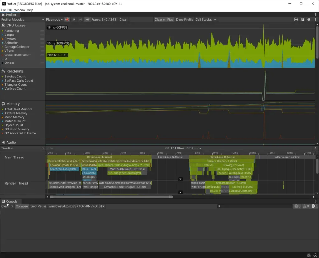 Unity Profiler: Standalone Mode