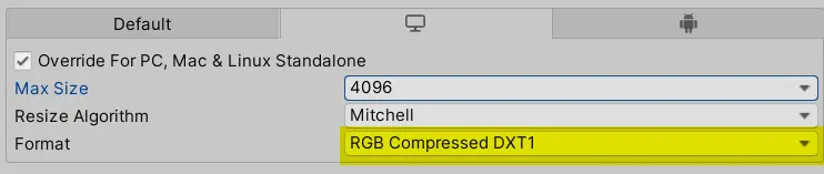 Unity Texture: DXT1 Format